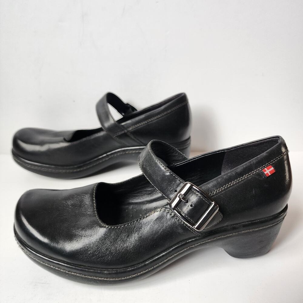 ECCO Shoes Womens Size 37 EU 6.5 US Clogs Mary Jane Wedge Black Leather Buckle - Picture 3 of 11